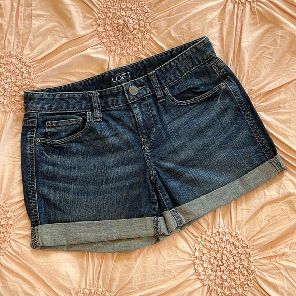 LOFT Rollup Denim Shorts Size 0 - Picture 1 of 14